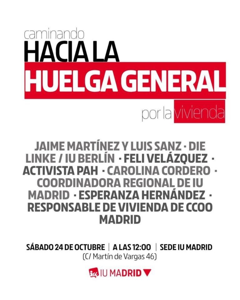 Caminando hacia la huelga general por la vivienda: Berlín, la PAH y CCOO se dan cita este sábado en Madrid